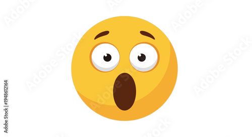 A cartoon emoji with a shocked expression, featuring wide eyes and an open mouth, on a plain white background.