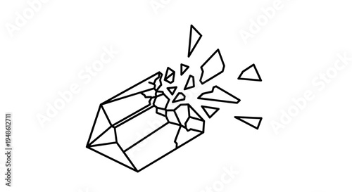 Abstract Crystal Shattering into Fragments, Geometric Design, Breaking Apart Concept