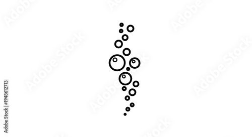 Abstract Bubbles Rising, Water Air Stream, Light Circles, Isolated on White Background