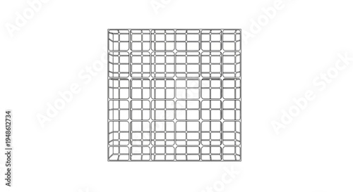 Abstract Grid Pattern, Geometric Wireframe Structure, 3D Rendering