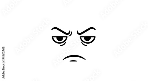 Angry Face Cartoon Drawing, Negative Emotion, Displeased Expression, Grumpy Mood