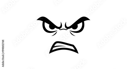 Angry Face Cartoon Vector Illustration - Aggressive Expression