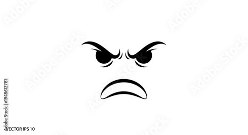 Angry Face Emoji Icon Vector, Furious Expression, Negative Emotion, Aggressive Mood