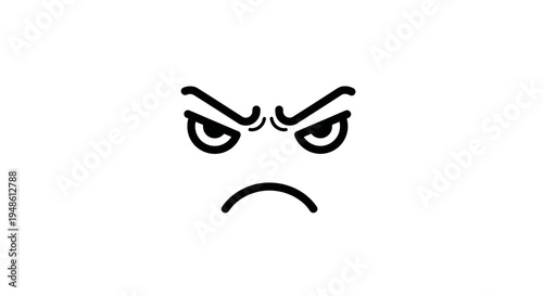 Angry Face Emoji Icon - Frustrated Expression, Negative Emotion, Cartoon Style