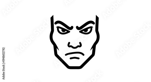 Angry Face Icon, Aggressive Expression, Negative Emotion, Stylized Human Head