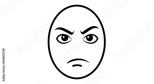Angry Face Icon, Frustrated Expression, Negative Emotion, Displeased Mood, Frowning Mouth, Intense Eyes