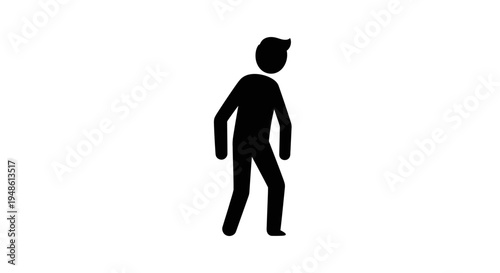 Silhouette of a person walking, isolated on white background, symbolizing movement and action.