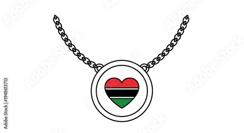 Pan-African Heart Necklace Pendant with Chain, Symbol of Love and Heritage