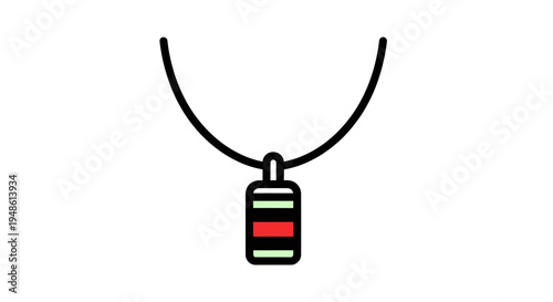 Minimalist Geometric Pendant Necklace Icon, Simple Jewelry Charm Illustration