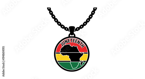 Juneteenth Necklace Pendant with African Map and Pan-African Colors