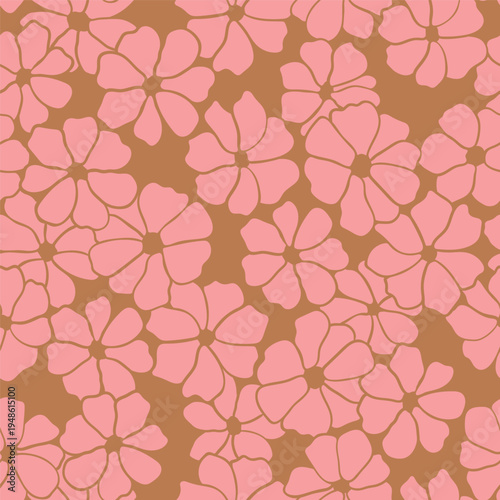 Botanical vector background. Floral seamless pattern. Summer wallpaper design with bold flowers. Simple tropical decor