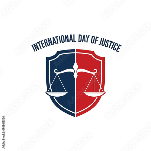 International Day of Justice emblem with shield scales