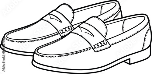 Loafer shoe illustration, slip-on footwear design, stylish moccasin vector art flat