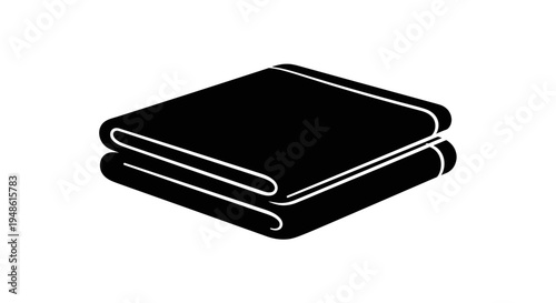 Folded Black Towel Icon, Simple Flat Design, Isolated on White Background