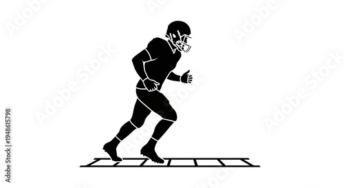Football Player Agility Training on Speed Ladder - Silhouette