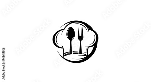 Chef Hat with Fork and Spoon Logo - Culinary Icon for Restaurants and Food Businesses