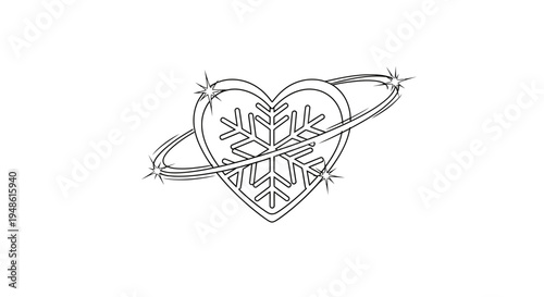 Chilling Love Heart with Snowflake and Orbiting Ring