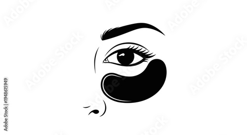 Close-up eye with black under-eye patches, beauty and skincare concept