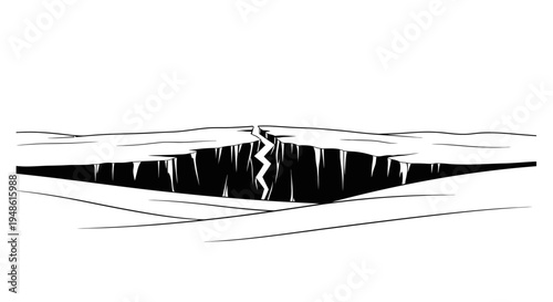 Cracked Earth Surface with Deep Fissure, Symbolizing Drought, Disaster, or Climate Change