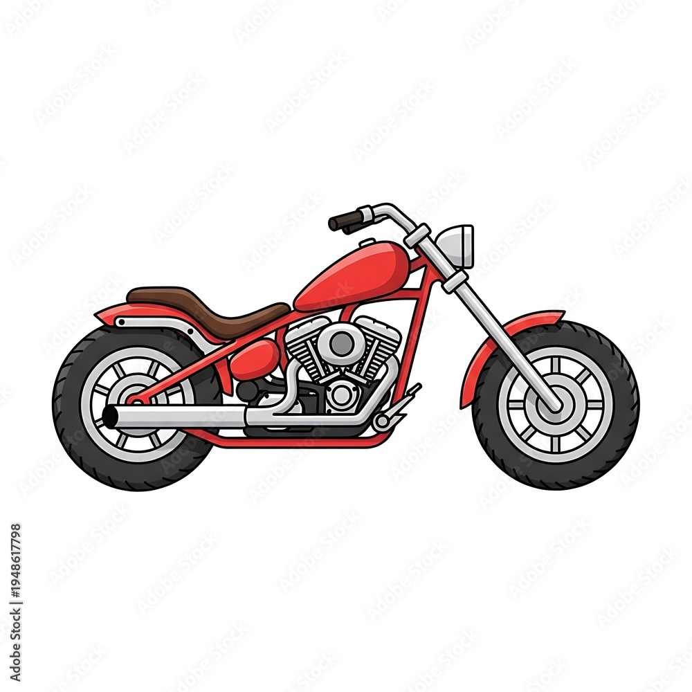 Obraz premium Red motorcycle with chrome pipes.