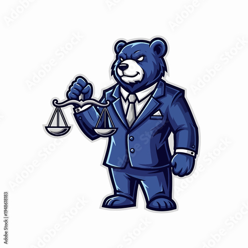 Bear in Suit Balancing Scales of Justice