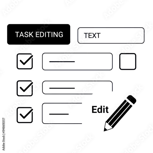 Task Editing Interface with Checkboxes and Pencil Icon.