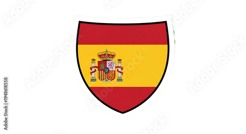 The Spanish flag is displayed on a shield with a white border on a Free Download The Spanish flag is displayed on a shield with a white border on a - GFXLoad