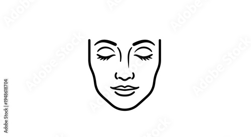 Minimalist line art of a woman's face with closed eyes, conveying peace and relaxation.