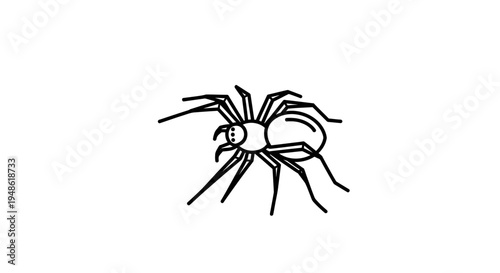 Minimalist Line Art Spider Illustration - Simple Black and White Insect Icon
