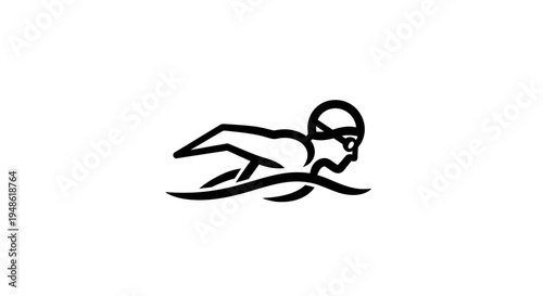 Minimalist Silhouette of a Swimmer Performing Freestyle Stroke in Water