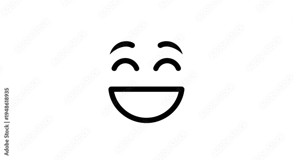 Obraz premium Happy Face Icon, Joyful Emotion, Simple Line Art, Positive Expression, Smile Symbol
