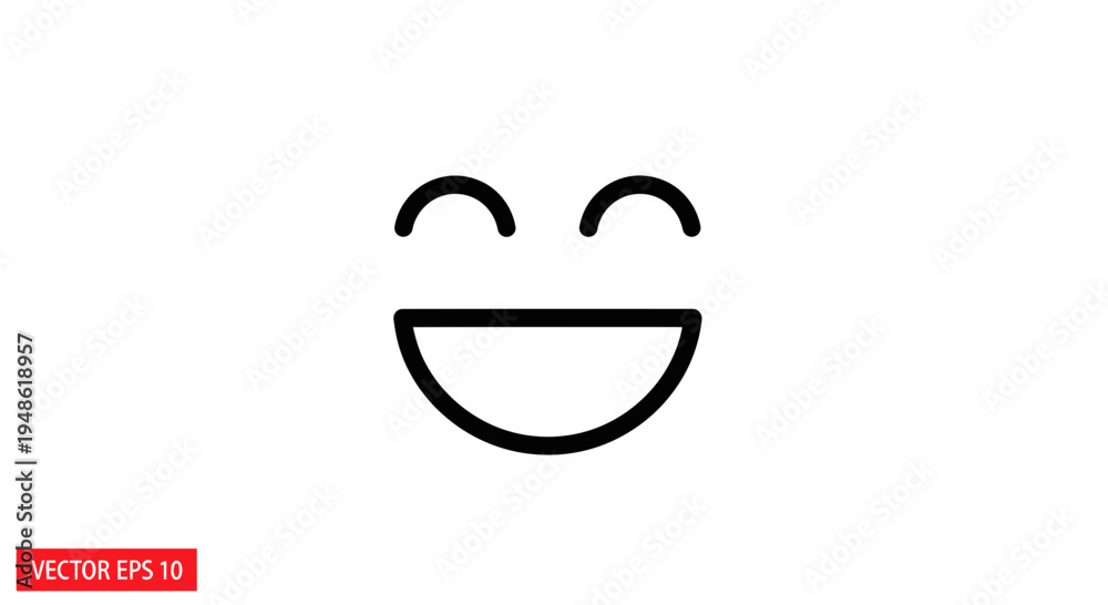 Fototapeta premium Happy Face Icon, Simple Line Art Smiley Emoji, Joyful Expression, Vector Graphic