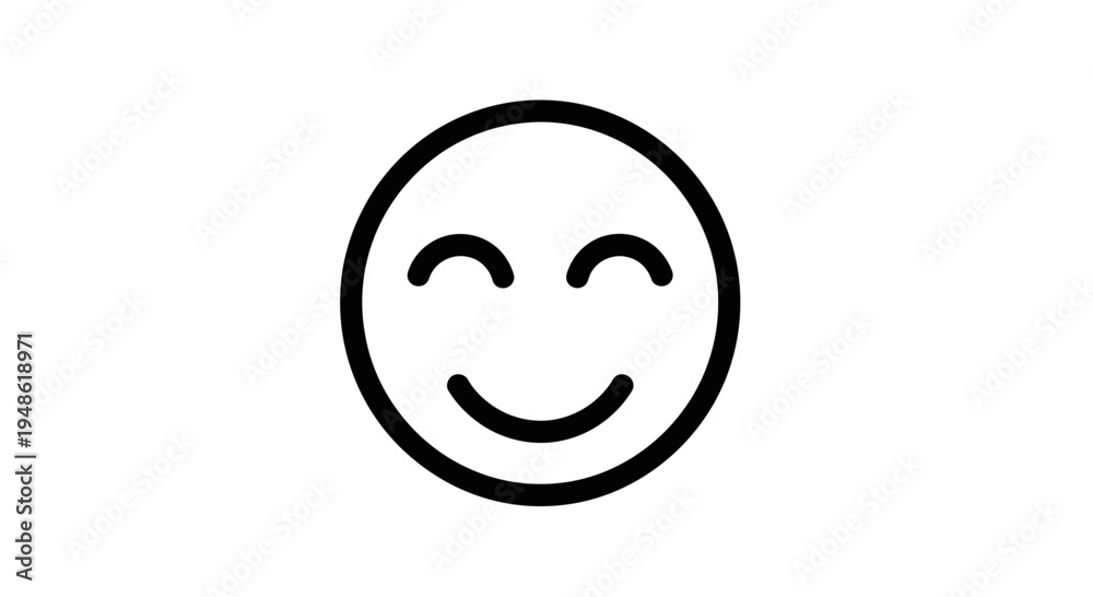 Fototapeta premium Happy Face Icon, Simple Line Art, Joyful Emotion, Smiley Symbol, Vector Graphic