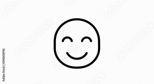 Happy Face Icon, Simple Line Art Emoji, Positive Emotion Symbol, Joyful Expression