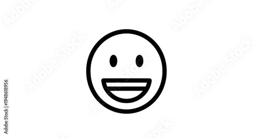 Happy Face Icon, Simple Smiley Emoticon, Joyful Expression, Vector Graphic