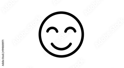 Happy Face Icon, Simple Line Art, Joyful Emotion, Smiley Symbol, Vector Graphic