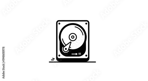 Hard Drive Icon, Vintage Hard Disk Drive Vector Illustration