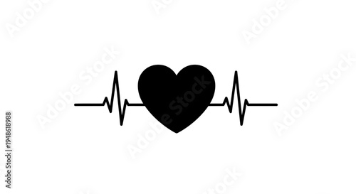 Heartbeat EKG Line with Heart Symbol