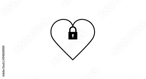 Heart Lock Icon, Love Security, Relationship Protection, Digital Security, Privacy Concept