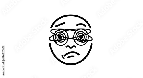 Dizzy Face with Swirling Eyes in Glasses, Feeling Confused and Overwhelmed
