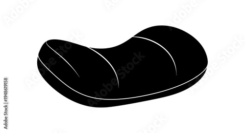 Ergonomic black pillow for neck support and comfort, isolated on white background