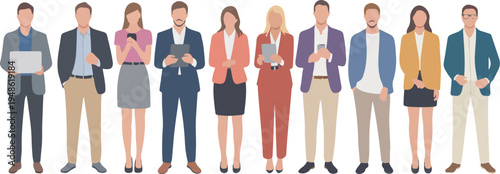 Group of professional business people standing together, diverse men and women in formal wear