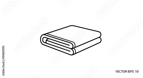 Folded Blanket Icon, Simple Line Art Vector Illustration