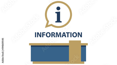 Information desk icon with speech bubble symbol