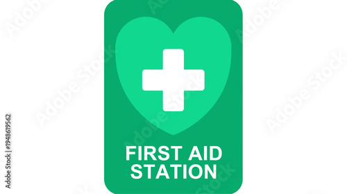 First aid station emergency medical heart symbol sign