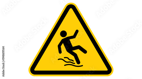 Slippery surface warning indicating a wet floor hazard safety caution sign