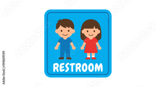 Restroom sign for children with boy and girl icons