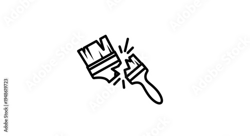 Broken Paintbrush Icon Symbolizing Damage, Repair, or Creative Block