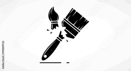 Broken Paintbrush Icon Symbolizing Creative Block, Failure, or Art Project Problems
