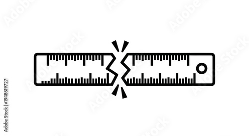 Broken Ruler Icon Symbolizing Measurement Failure, Limit, or Error